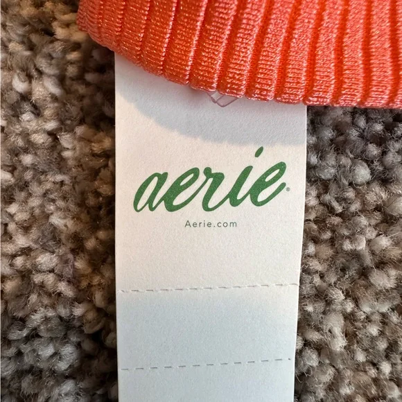 NWT Aerie Coral Ribbed Scoop Swim Top Size Large - Picture 7 of 7